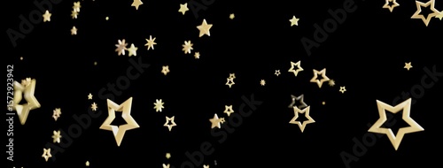 Sparkling gold stars on black. Perfect for celebration, magic, or night sky themes.