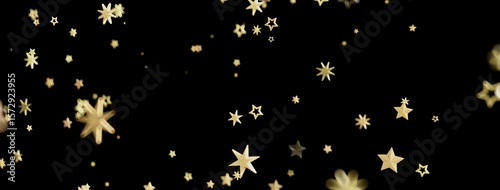 Beautiful golden stars falling on a black background. Perfect for celebration, holidays, and more!