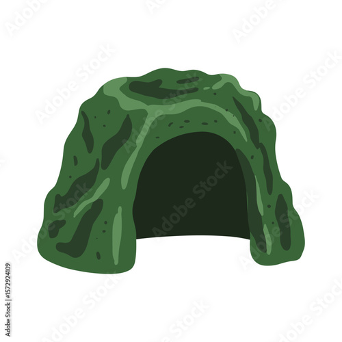 Stylized Green Cave Entrance Illustration
