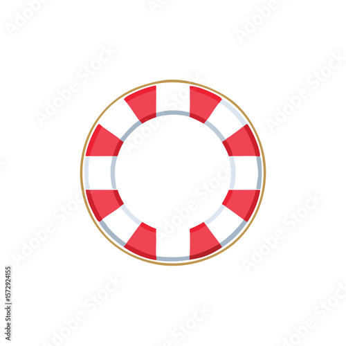 Red and white striped life preserver ring buoy safety equipment