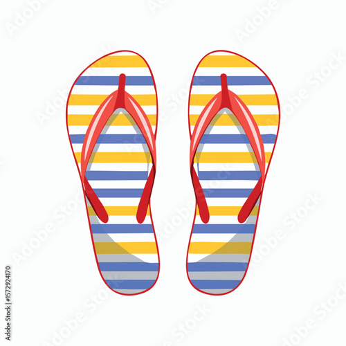 Red strap striped flip flops sandals footwear