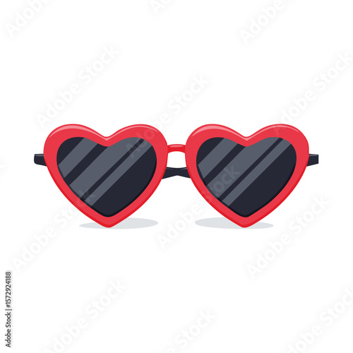 Red heart shaped sunglasses with dark lenses accessory