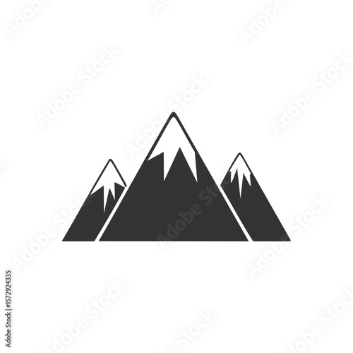 Three dark mountain peaks with white snow caps mountains winter