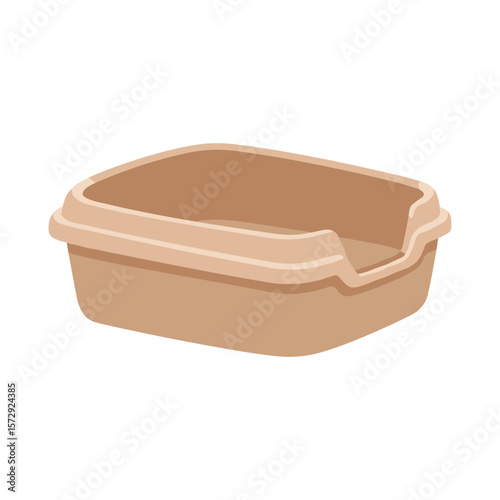 Beige Plastic Pet Litter Box Three Dimensional View