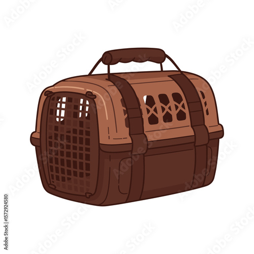 Brown Pet Carrier with Secure Straps and Handle