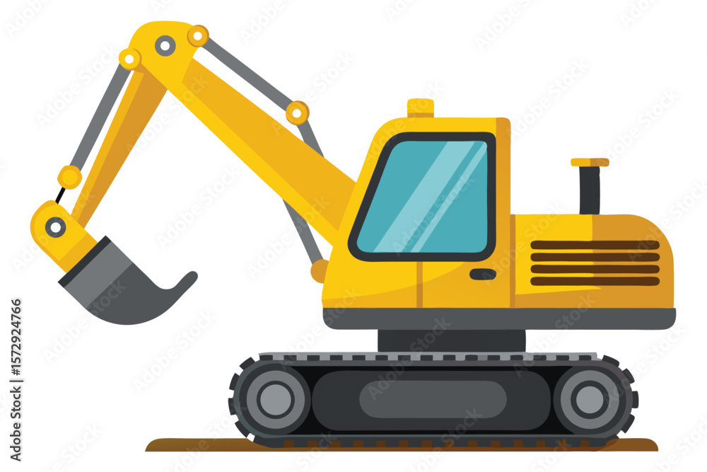 A Cheerful Cartoon Excavator Ready for a Day of Construction and Imaginative Play A Cheerful Cartoon Excavator Ready for a Day of Construction and Imaginative Play
