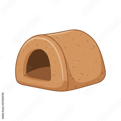 Cartoon Illustration of a Small Brown Pet House