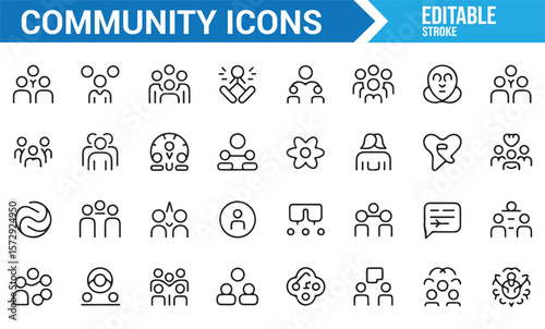 Group Dynamics and Social Interaction Icons for Community Building and Support