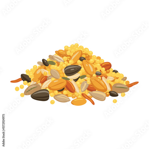 Colorful Birdseed Mix Pile Diverse Seeds and Grains