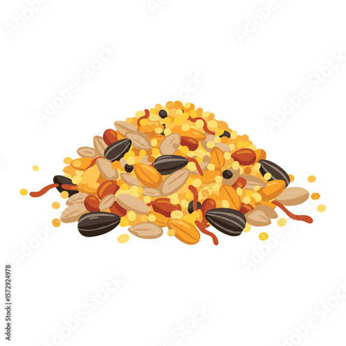 Colorful Birdseed Mix Pile Sunflower Millet and Grains