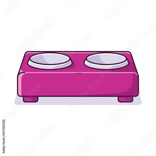 Elevated Double Pet Food Bowl in Magenta