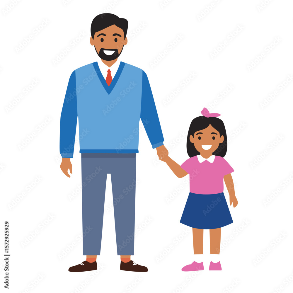 Fototapeta premium Father and daughter holding hands family people