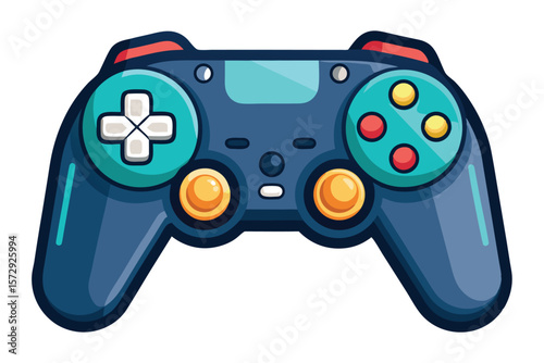 Colorful Modern Game Controller Illustration for Gaming Enthusiasts and Console Entertainment Design, Creative Blue Joystick