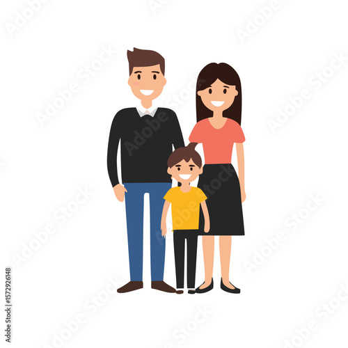 Happy family standing together smiling parents child
