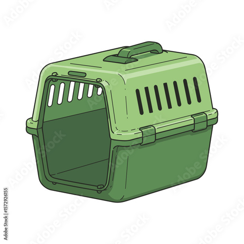 Olive Green Pet Carrier with Air Vents and Handle
