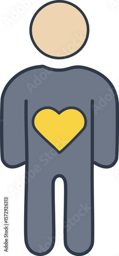 Person with yellow heart symbol human figure