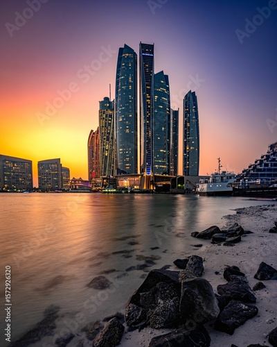 Wallpaper Mural Sunset view of Etihad Towers in Abu Dhabi. Torontodigital.ca