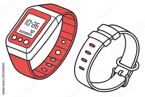 Two Stylish Wristbands Featuring Digital Display and Classic Buckle Design Wearable Technology Fashion