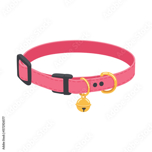 Pink Pet Collar with Gold Bell Charm and Buckle