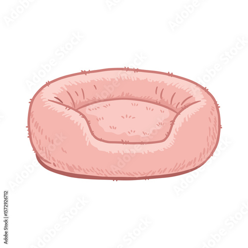 Plush Pink Pet Bed Illustration Cozy Round Dog Bed Design