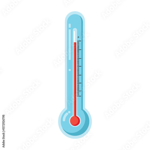 Simple Light Blue Glass Thermometer with Red Liquid