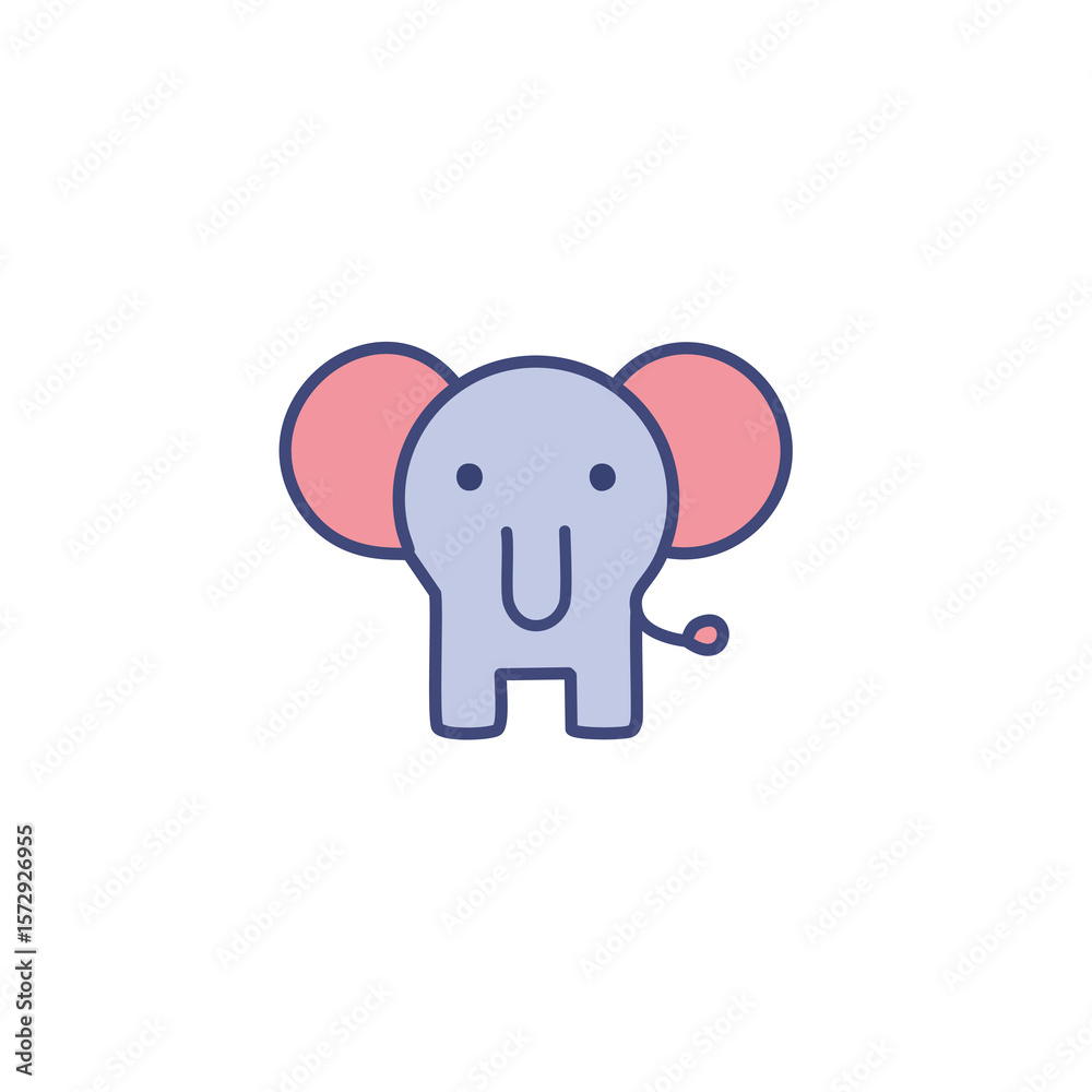 Fototapeta premium Blue elephant with pink ears