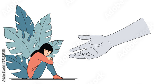 Offering a helping hand to someone experiencing distress and sadness