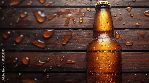 beer bottle on wooden table