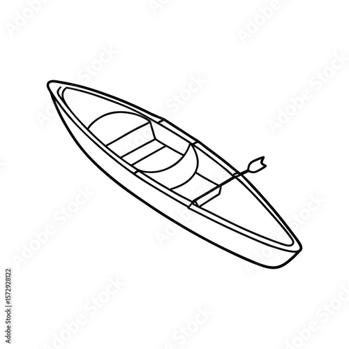 Vector Clip Art Illustration of a Kayak Outline Isolated on a White Background
