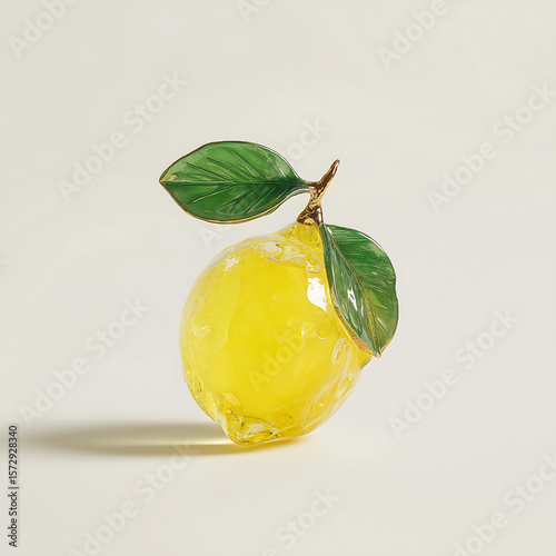 Wallpaper Mural Organic Shaped Lemon Ceramic Art with Bright Colors and Translucent Texture - Creative Kitchen Decor and Lifelike Fruit Centerpiece Torontodigital.ca
