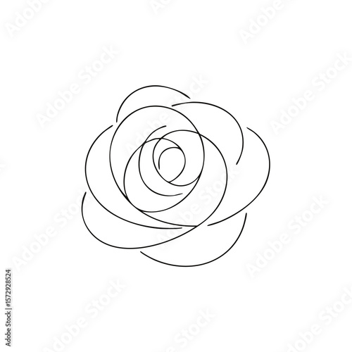 Swirling Rose Outline