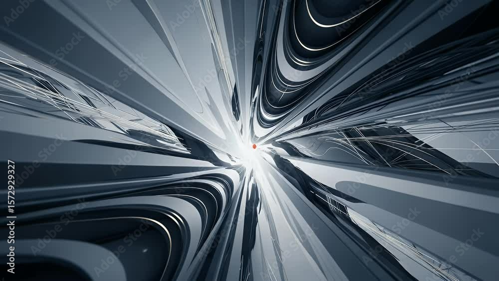 Abstract tunnel with a bright light and a red dot in the center