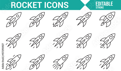 Rocket, Spacecraft, and Space Mission Icons for Technology and Exploration