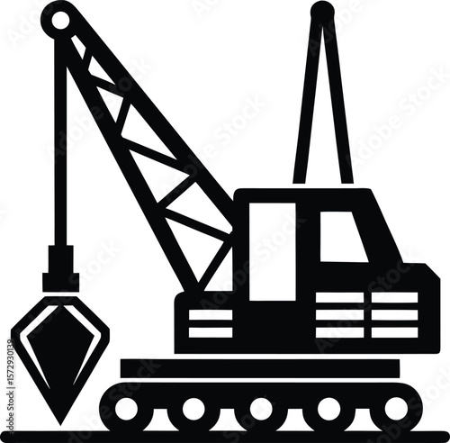 pile driver icon vector silhouette on transparent background