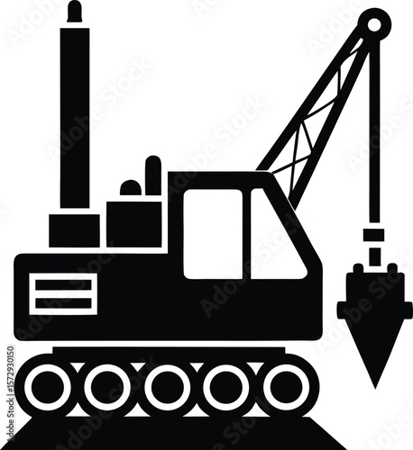 pile driver icon vector silhouette on transparent background