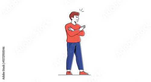 Frustrated man arms crossed looking away frustrated aggressive body language unhappy person feeling annoyed displeased individual