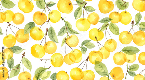 seamless pattern with yellow cherry