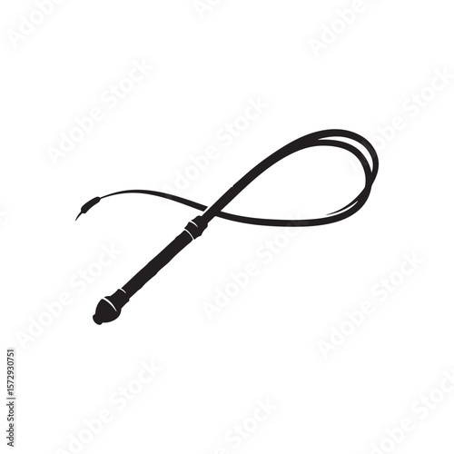 Leather whip silhouette isolated on white background. Leather whip icon vector illustration design.
