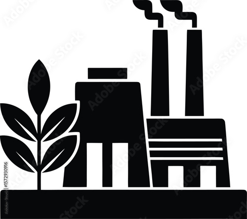 biomass plant icon vector silhouette on transparent background