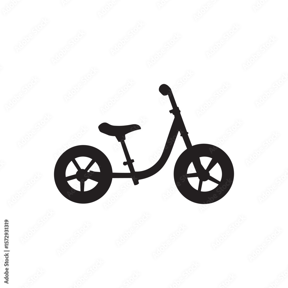Fototapeta premium Simple toddler trike silhouette. small three wheeled bike designed for beginner riders.