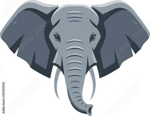Close-up illustration of an elephant's head, showcasing detailed features.