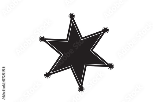 Simple Clean Vector Illustration of Classic Six-Pointed Sheriff’s Badge