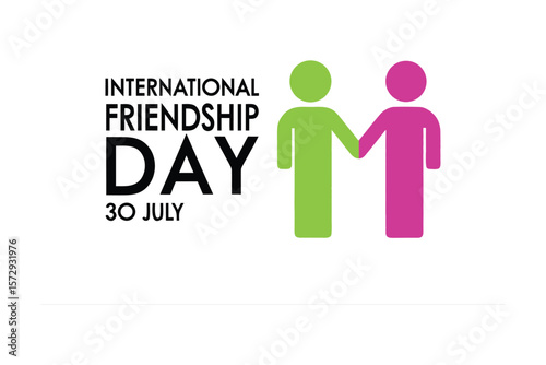 International Friendship Day: Celebratory design concept of two colorful human figure together with the "International Friendship Day" word art, marking the occasion of global camaraderie.