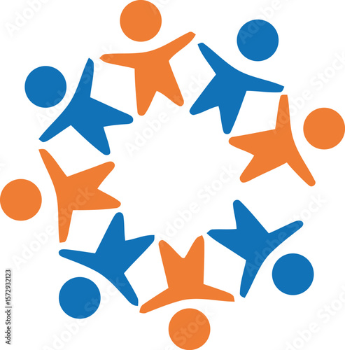 Circular design of interconnected children, symbolizing unity and togetherness.