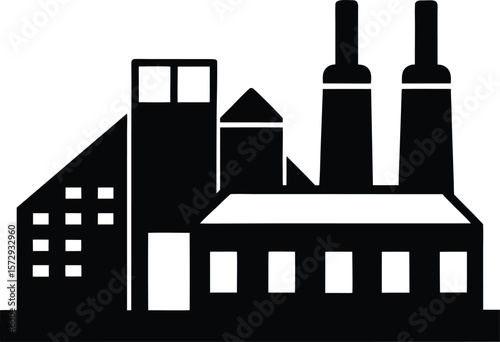 food processing plant icon vector silhouette on transparent background