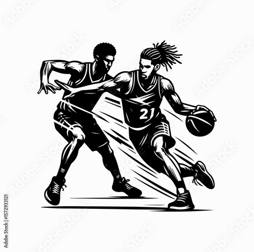 Streetball 1v1 Crossover Move Logo Vector Isolated on White Background

