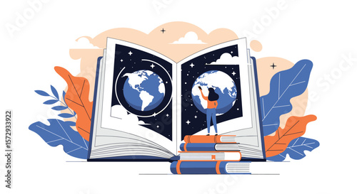 Exploring the universe through an open book and tower of knowledge
