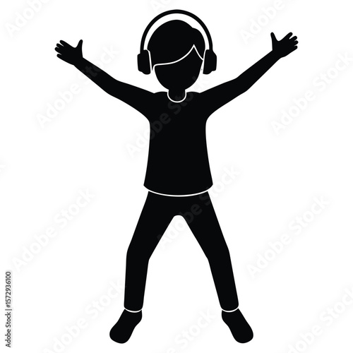 silhouette of a boy listening to music