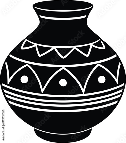 clay pot with Bengali motif on white background