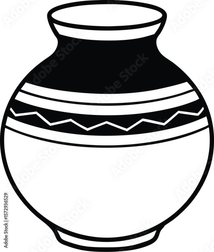 clay pot with Bengali motif on white background